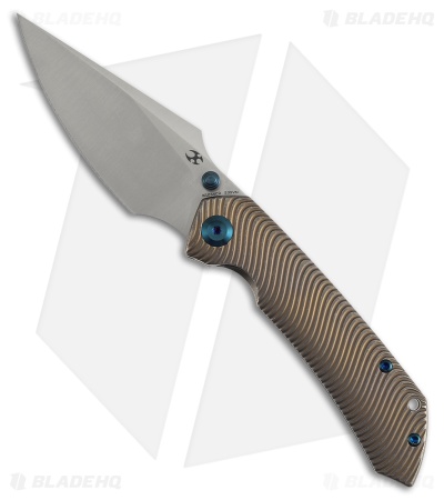 Kansept Fenrir Frame Lock Knife Water Ripple Texture Bronze Ti (3.5" Satin)
