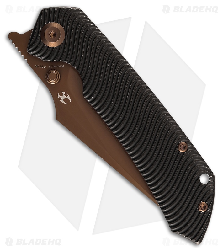 Kansept Fenrir Frame Lock Knife Water Ripple Texture Black SW Ti (3.5" Rose GLD)