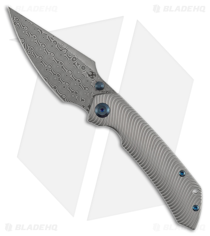 Kansept Fenrir Frame Lock Knife Water Ripple Texture BB Ti (3.5" Damascus)