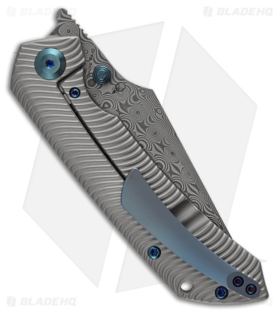 Kansept Fenrir Frame Lock Knife Water Ripple Texture BB Ti (3.5" Damascus)