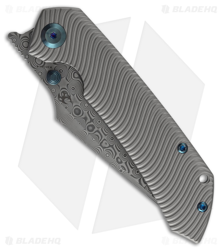 Kansept Fenrir Frame Lock Knife Water Ripple Texture BB Ti (3.5" Damascus)