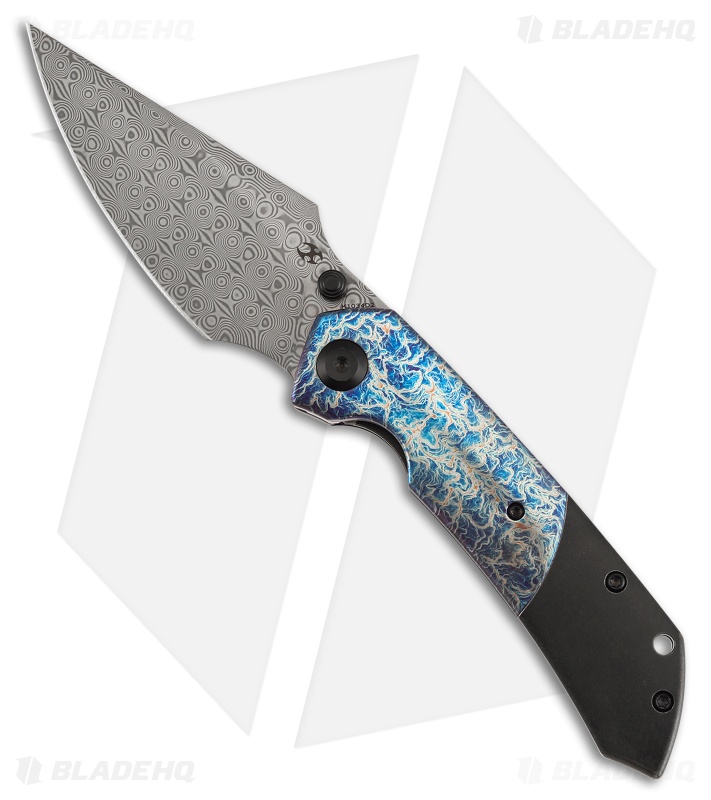 Kansept Knives Fenrir Blackwash Ti/Lightning Strike Damascus