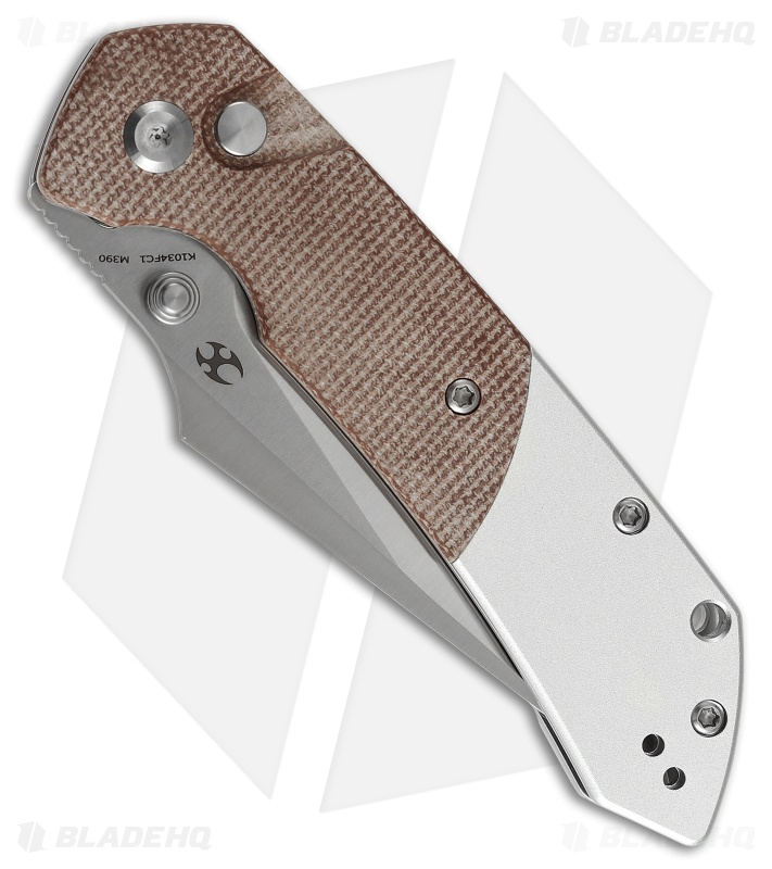 Kansept Knives Fenrir Button Lock Knife Aluminum + Brown Micarta (3.5" Satin)