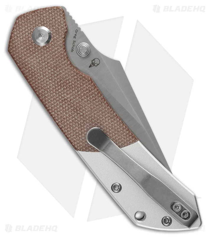 Kansept Knives Fenrir Button Lock Knife Aluminum + Brown Micarta (3.5" Satin)