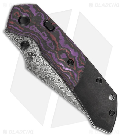 Kansept Fenrir Top Liner Lock Knife Ti/Purple Haze Fatcarbon (3.5" Damascus)