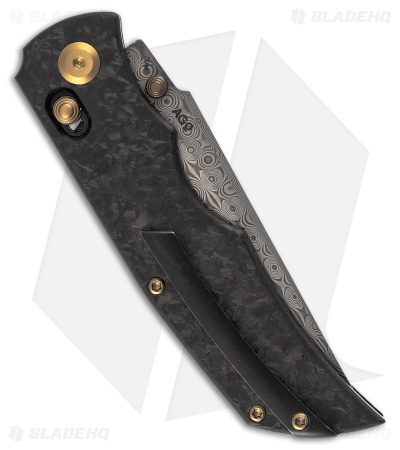 Kansept Knives SIF Crossbar Lock Knife Shred Carbon Fiber (3.8" Damascus)