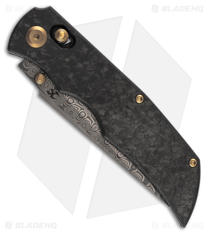 Kansept Knives SIF Crossbar Lock Knife Shred Carbon Fiber (3.8" Damascus)