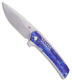 Kansept Knives Kansept Knives Tracer Frame Lock Knife Titanium/Timascus (3.46" Satin) - $345.89 at Blade HQ