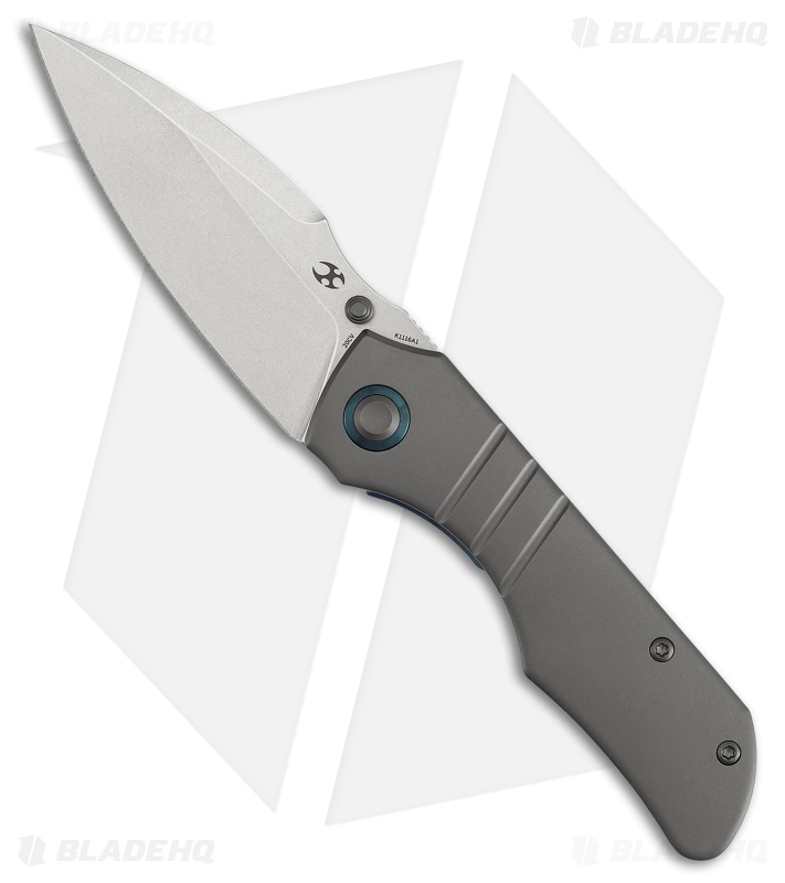Kansept Knives Mini Lanza Liner Lock Knife Gray SW Titanium (3.2" SW 20CV)