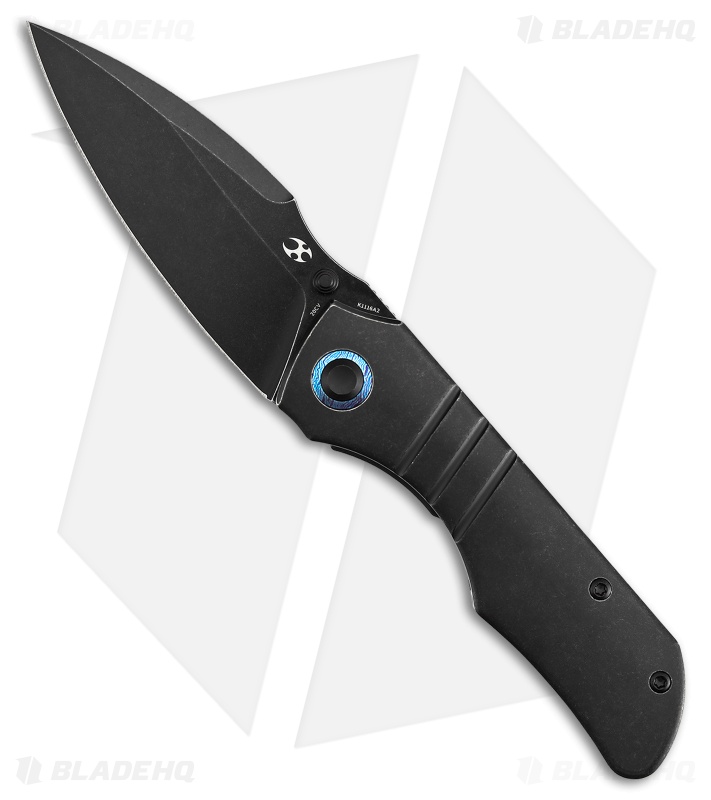 Kansept Knives Mini Lanza Liner Lock Knife Black SW Ti/Timascus Clip (3.2" BSW)
