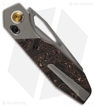 Kansept QTRO Knife | Bead Blast Ti/Copper CF | Stonewash