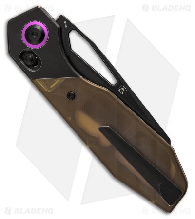 Kansept QTRO Crossbar Lock Knife Blackwash Ti/Amber Ultem (3.6" Black SW)