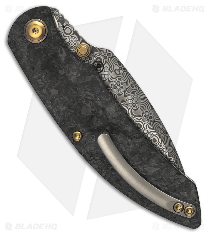 Kansept Knives Falk Liner Lock Knife Shred Carbon Fiber (3.3" Damascus)