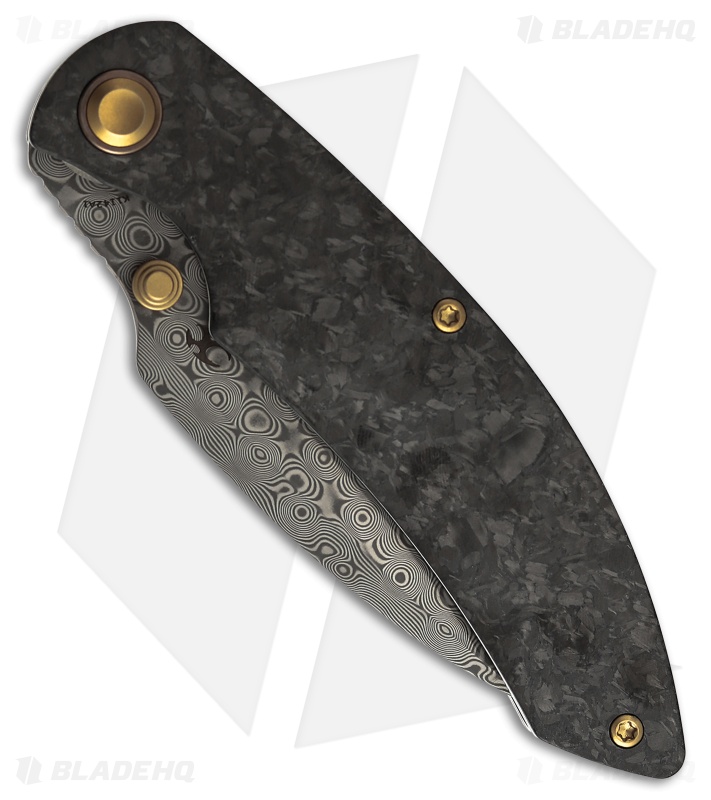 Kansept Knives Falk Liner Lock Knife Shred Carbon Fiber (3.3" Damascus)