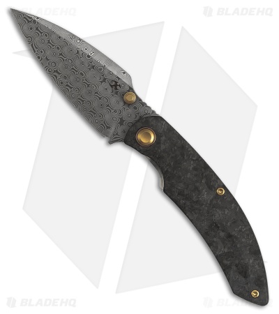 Kansept Knives Falk Liner Lock Knife Shred Carbon Fiber (3.3" Damascus)