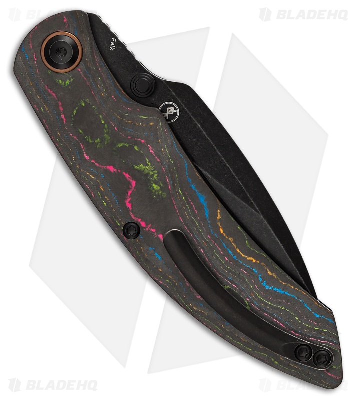 Kansept Knives Falk Liner Lock Knife 80s CamoCarbon (3.3" Black Stonewash)