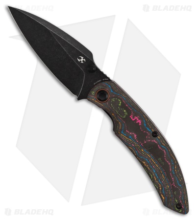 Kansept Knives Falk Liner Lock Knife 80s CamoCarbon (3.3" Black Stonewash)