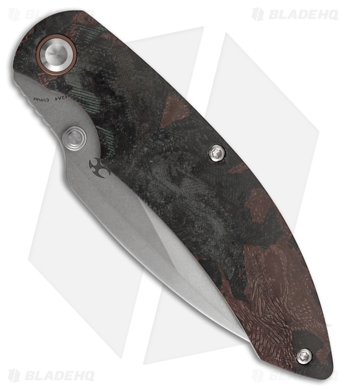Kansept Knives Falk Liner Lock Knife Green Rag Burl Canvas Micarta (3.3" SW)