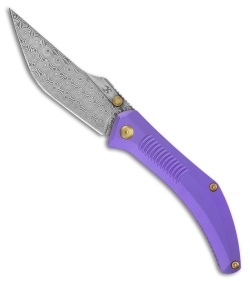 Kansept Knives Kansept Knives Navaja Frame Lock Knife Purple Titanium (3.46" Damascus) - $189.89 at Blade HQ