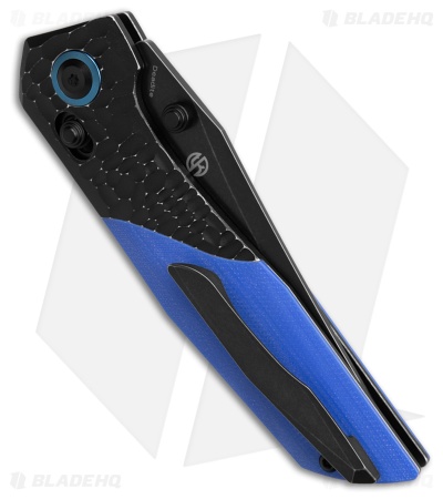 Kansept Deadite Crossbar Lock Knife Rock Texture BSW Al/Blue G-10 (3.5" BSW)