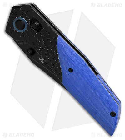 Kansept Deadite Crossbar Lock Knife Rock Texture BSW Al/Blue G-10 (3.5" BSW)
