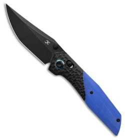 Kansept Deadite Crossbar Lock Knife Rock Texture BSW Al/Blue G-10 (3.5" BSW)