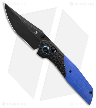 Kansept Deadite Crossbar Lock Knife Rock Texture BSW Al/Blue G-10 (3.5" BSW)
