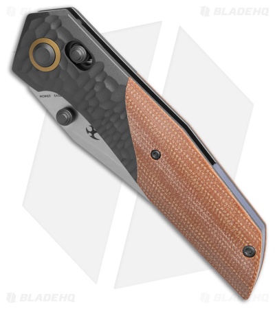 Kansept Deadite Crossbar Lock Knife Rock Texture Gray Al/Brown Micarta (3.5" SW)