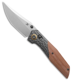 Kansept Deadite Crossbar Lock Knife Rock Texture Gray Al/Brown Micarta (3.5" SW)