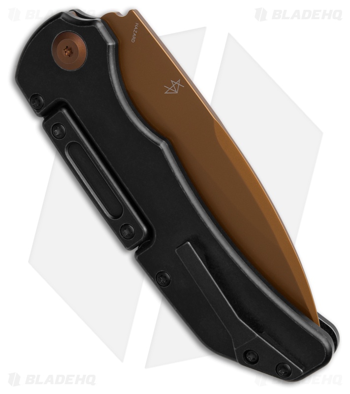 Kansept Hazard Bali Lock Knife Black Stonewash Titanium (3.6" Rose Gold S35VN)