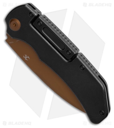 Kansept Hazard Bali Lock Knife Black Stonewash Titanium (3.6" Rose Gold S35VN)