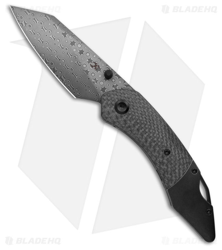 Kansept K9 Liner Lock Knife Blackwash Ti/Twill CF/G-10 Laminate (3.63" Damascus)