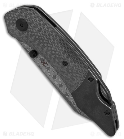 Kansept K9 Liner Lock Knife Blackwash Ti/Twill CF/G-10 Laminate (3.63" Damascus)