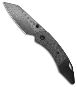 Kansept K9 Liner Lock Knife Blackwash Ti/Twill CF/G-10 Laminate (3.63" Damascus)