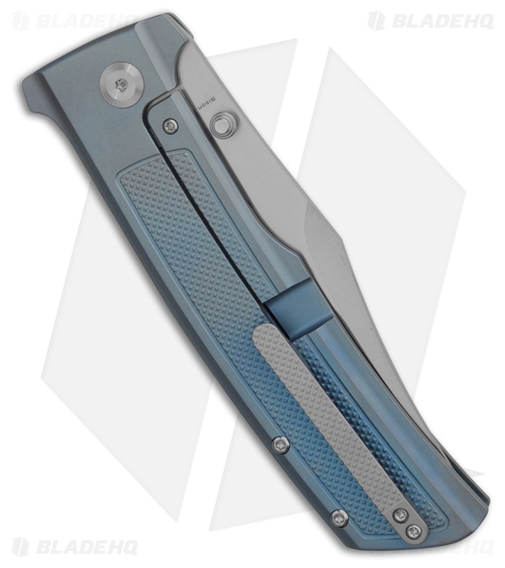 Kansept Knives Bison Knife Frag Pattern Blue Titanium Satin