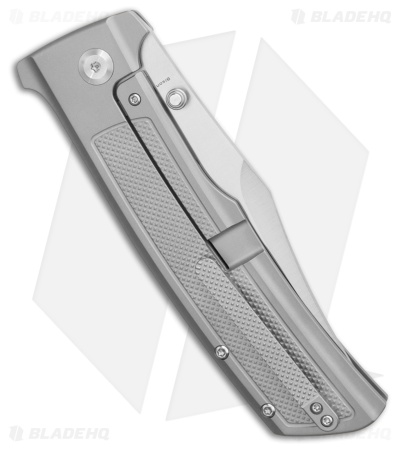 Kansept Knives Bison Frame Lock Knife Frag Pattern Plain Titanium (4.25" Satin)