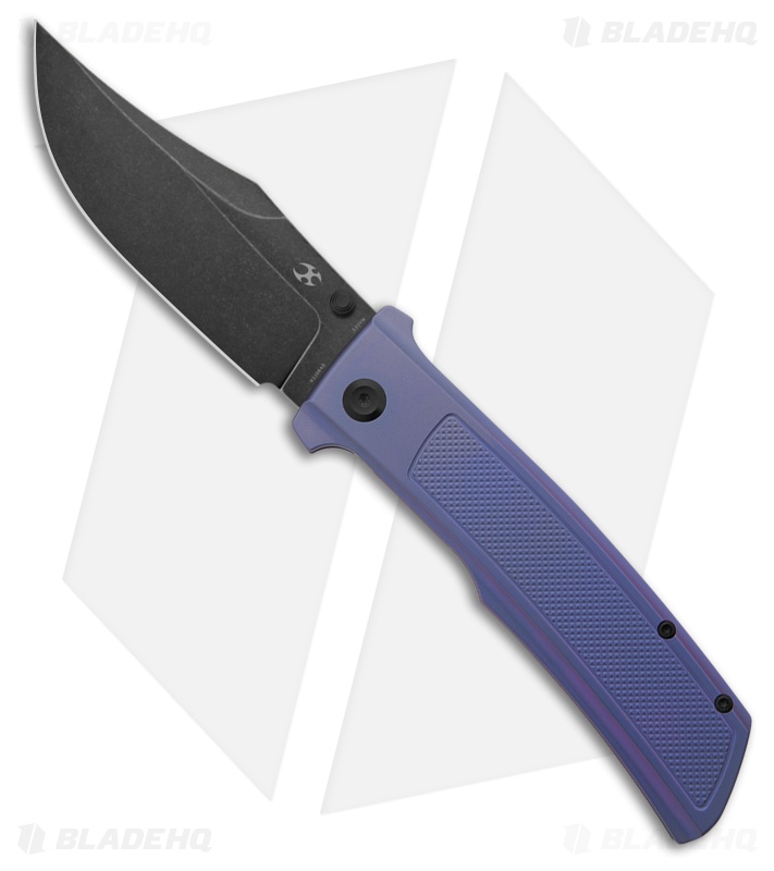 Kansept Knives Bison Knife Frag Pattern Purple Ti Black SW