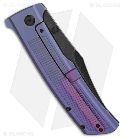 Kansept Knives Bison Frame Lock Knife Frag Pattern Purple Ti (4.25" Black SW)