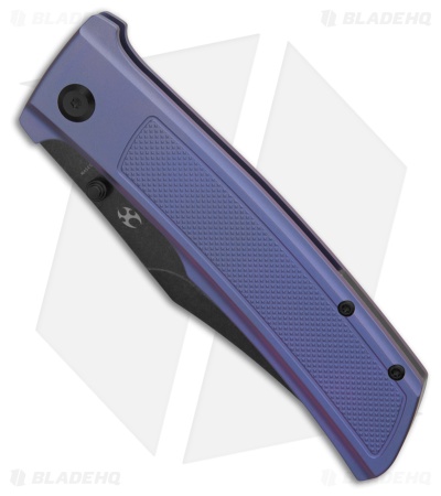 Kansept Knives Bison Frame Lock Knife Frag Pattern Purple Ti (4.25" Black SW)