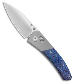 Kansept Knives Dako Crossbar Lock Knife Ti Bolsters + Timascus (3.2" Stonewash)