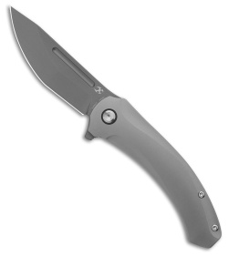 Kansept Knives Hira Frame Lock Knife Bead Blast Titanium (3.5" Gray/Bead Blast)