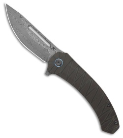 Kansept Knives Hira Frame Lock Knife Tiger Stripe Flamed Ti (3.5" Damascus)