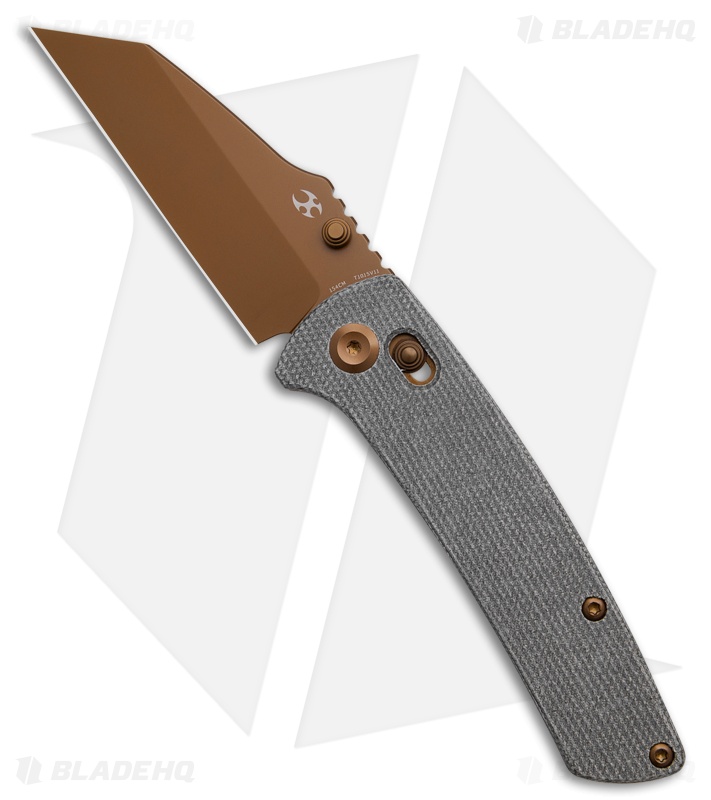 Kansept Knives Main Street Crossbar Lock Knife Black Micarta (3.4" Rose Gold)