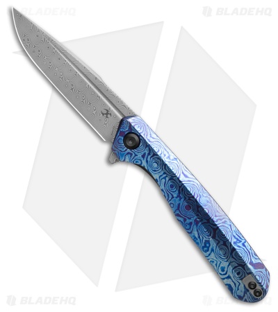 Kansept Knives Qilin Drop Point Liner Lock Knife Timascus (3.4" Damascus)