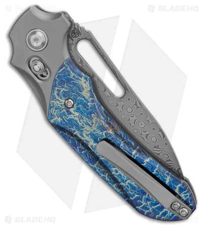Kansept Knives Quasar Crossbar Lock Knife Lightning Strike Ti  (3.3" Damascus)