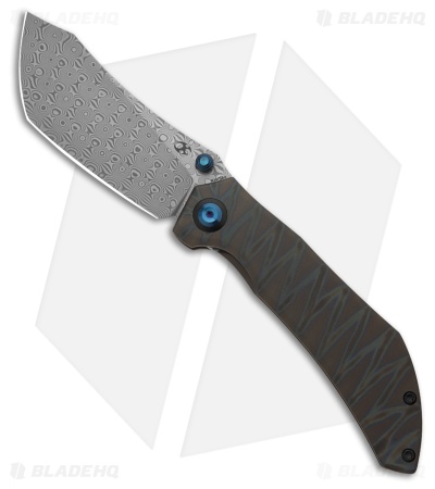 アルベルタフィレッティ Kansept Knives Tipper Knife Flamed Tiger Stripe Ti Damascus