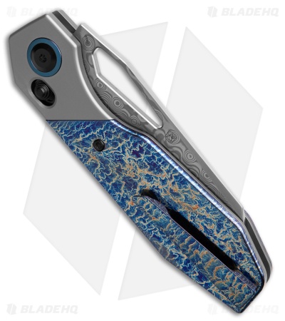 Kansept QTRO Crossbar Lock Knife SW Ti/Lightning Strike Ti Inlay (3.6" Damascus)