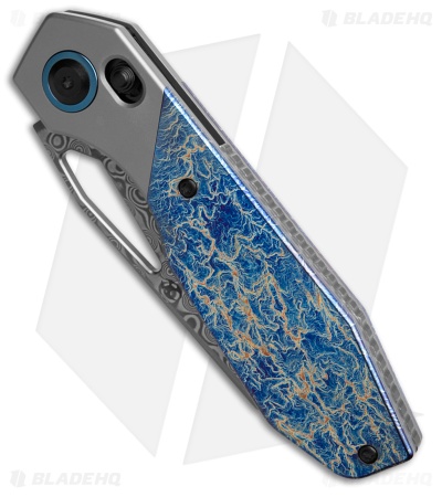 Kansept QTRO Crossbar Lock Knife SW Ti/Lightning Strike Ti Inlay (3.6" Damascus)