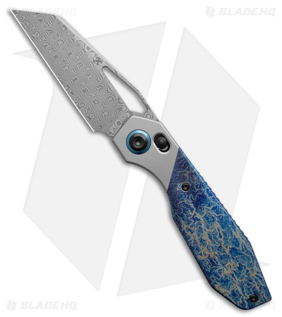 Kansept QTRO Crossbar Lock Knife SW Ti/Lightning Strike Ti Inlay (3.6" Damascus)