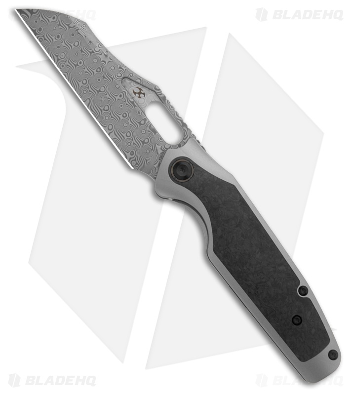 Kansept Tuckamore Frame Lock Knife Shred CF/Ti (3.54" Damascus) K1052A5